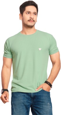 WHITDUCK Solid Men Round Neck Light Green T-Shirt