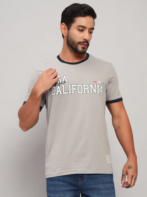CANTABIL Printed Men Round Neck Grey T-Shirt