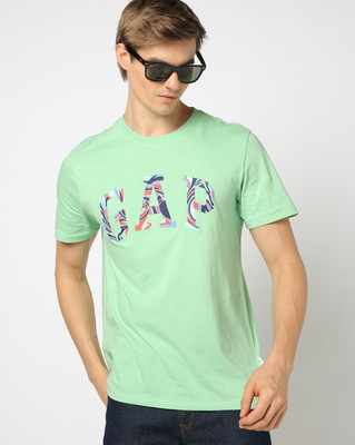 GAP Graphic Print Men Round Neck Light Green T-Shirt