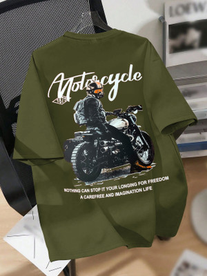 Manly Tees Printed Men Round Neck Green T-Shirt