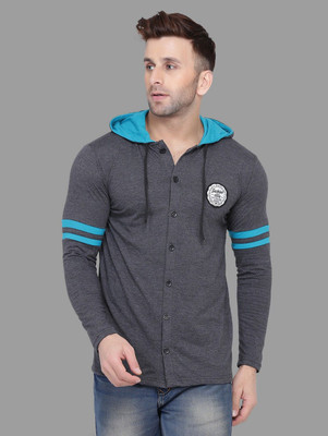 Trendfull Printed Men Hooded Neck Grey T-Shirt