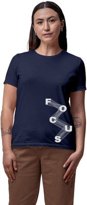 Fighterhero Printed Women Round Neck Navy Blue T-Shirt