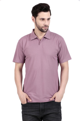 FUNKARI Solid Men Polo Neck Purple T-Shirt