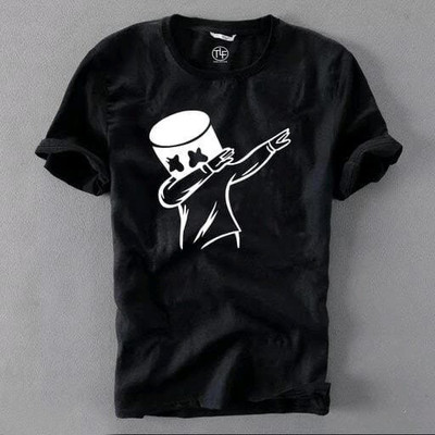 KIUTEES Printed Men Round Neck Black T-Shirt