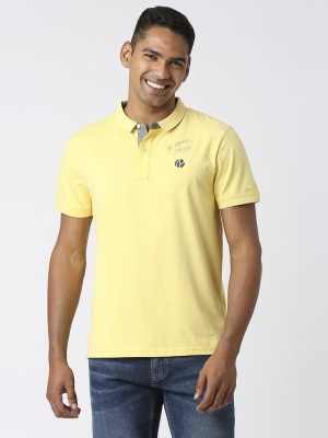 Pepe Jeans Solid Men Polo Neck Yellow T-Shirt