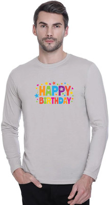LV CARE Printed Men Round Neck Grey T-Shirt