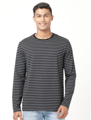 JOCKEY Striped Men Round Neck Black T-Shirt
