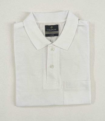 Coldplay Solid Men Polo Neck White T-Shirt