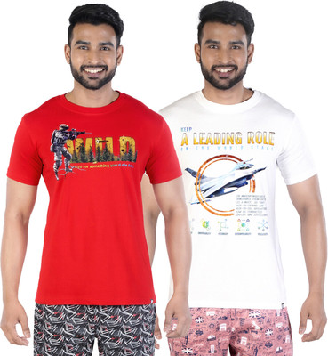 COLORS by Rupa Frontline Graphic Print Men Round Neck Red, White T-Shirt