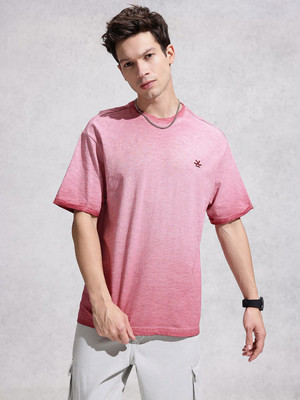 WROGN Tie & Dye Men Round Neck Pink T-Shirt