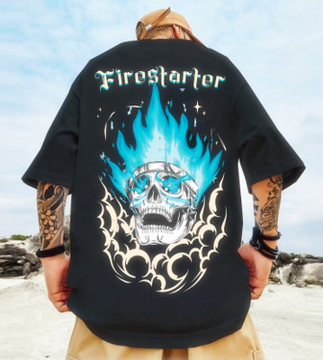 TRIPR Printed Men Round Neck Black T-Shirt