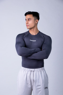 COITONIC Solid Men Round Neck Grey T-Shirt
