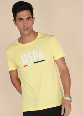 U.S. POLO ASSN. Solid Men Round Neck Yellow T-Shirt