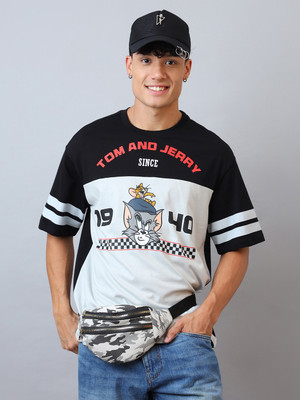 Free Authority Colorblock, Printed Men Round Neck Multicolor T-Shirt