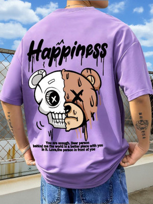 Madilyn Printed Men Round Neck Purple T-Shirt