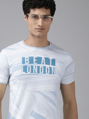 BEAT LONDON by Pepe Jeans Printed Men Crew Neck Blue T-Shirt