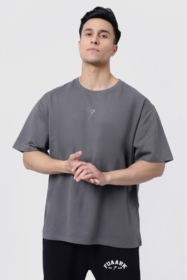 FuaarK Solid Men Round Neck Grey T-Shirt