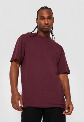 Datalact Solid Men Round Neck Purple T-Shirt