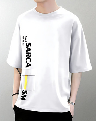 FASHIUM Printed Men Round Neck White T-Shirt