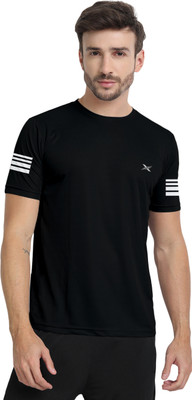 FTX Solid Men Round Neck Black T-Shirt