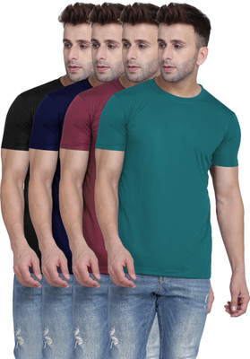TQH Solid Men Round Neck Multicolor T-Shirt