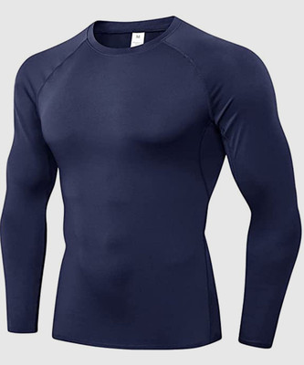 Kyk Solid Men Round Neck Dark Blue T-Shirt