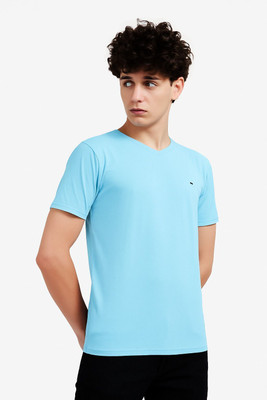 METRONAUT Solid Men Round Neck Light Blue T-Shirt