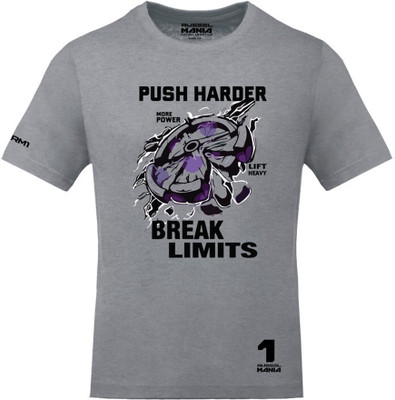 FastBend Printed, Typography Men Round Neck Grey T-Shirt