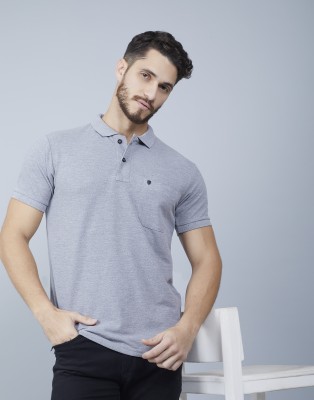 PRORIDERS Solid Men Polo Neck Grey T-Shirt