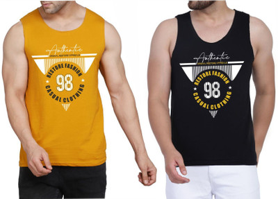 WOOSTRO Graphic Print Men Scoop Neck Brown, Black T-Shirt