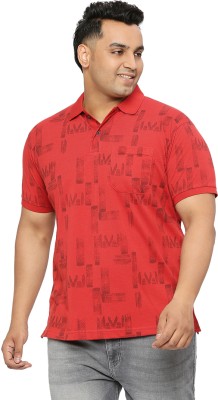 XMEX Printed Men Polo Neck Red T-Shirt