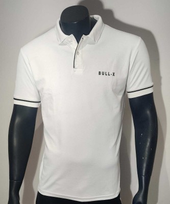 BullX Solid Men Polo Neck White T-Shirt