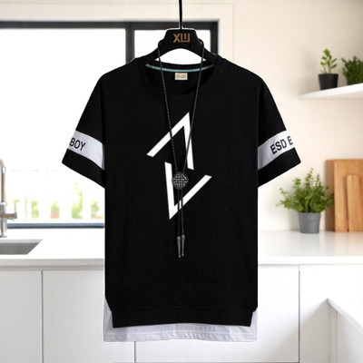 FASHIUM Printed Men Round Neck Black T-Shirt