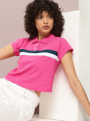 DILLINGER Solid Women Polo Neck Multicolor T-Shirt