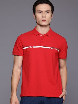 HRX by Hrithik Roshan Striped Men Polo Neck Red T-Shirt