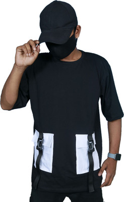 A2R FASHION Solid Men Round Neck Black T-Shirt
