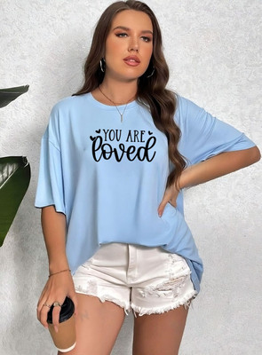 FLUFFYY ENTERPRISE Printed Women Round Neck Blue T-Shirt