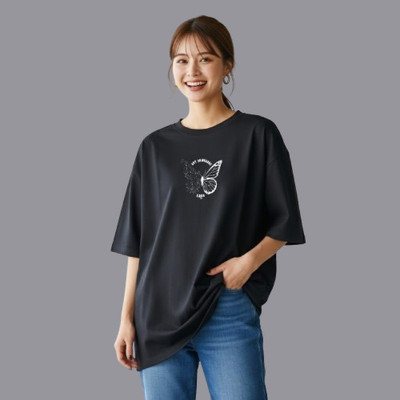 UrGear Printed Women Round Neck Black, Navy Blue T-Shirt