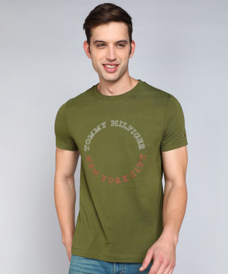 TOMMY HILFIGER Printed Men Crew Neck Green T-Shirt
