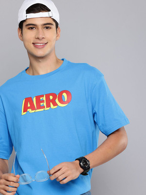 AEROPOSTALE Printed Men Round Neck Blue T-Shirt