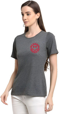 SZN Graphic Print Women Round Neck Grey T-Shirt