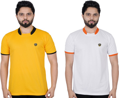 La Milano Solid Men Round Neck Silver T-Shirt