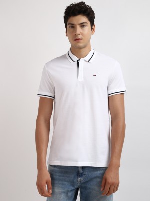 TOMMY HILFIGER Solid Men Polo Neck White T-Shirt