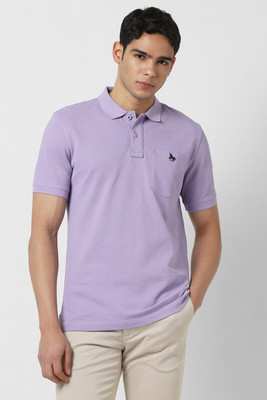 VAN HEUSEN Solid Men Polo Neck Purple T-Shirt