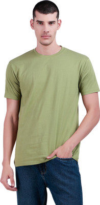 Inner Element Solid Men Round Neck Green T-Shirt