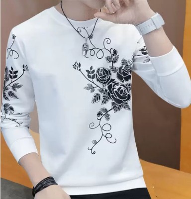 BG ONLINE Printed Men Round Neck White T-Shirt