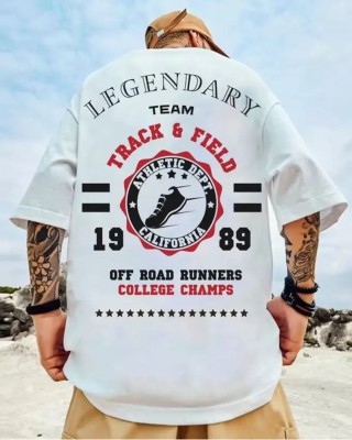 TRIPR ORIGINALS Printed Men Round Neck Reversible White T-Shirt