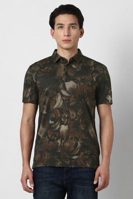 VAN HEUSEN Printed Men Polo Neck Green T-Shirt