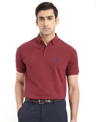 RARE RABBIT Solid Men Polo Neck Red T-Shirt