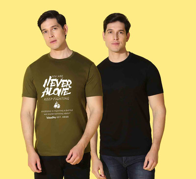 WOOSTRO Printed Men Round Neck Multicolor, Black, Brown T-Shirt